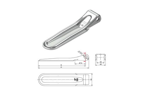 Oldalsó zsanér ZW-01.220A hossza 220 mm, csap 12,5 mm SPP