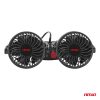 Ventilátor 12V szivargyújtós 2x10 cm (4") átmérőjű állítható rotorral, fejtámlára, 2db USB töltővel | AMIO